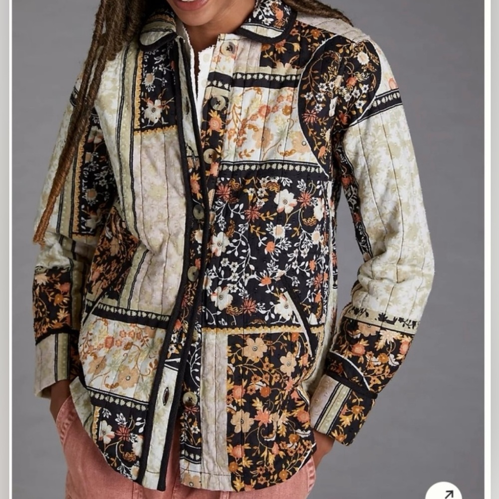 Anthropologie Patchwork Quilted Shirt Jacket XS